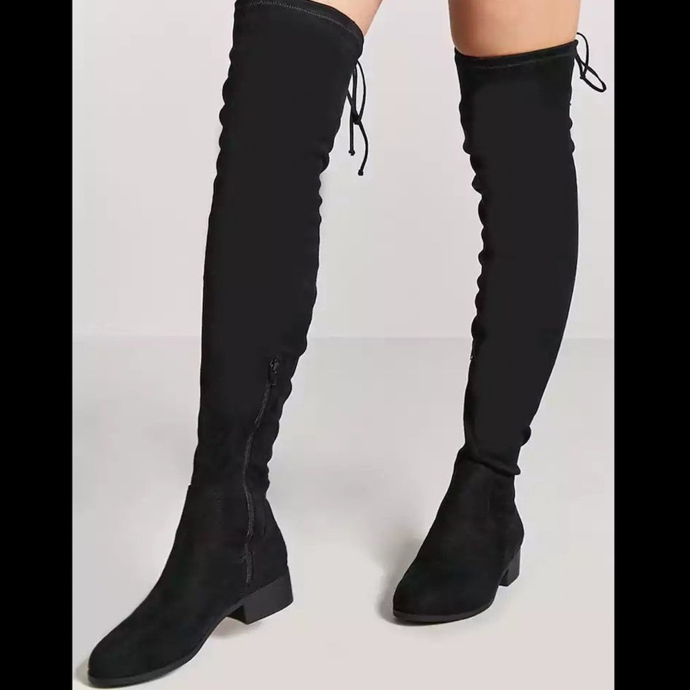 Thigh high suede boots